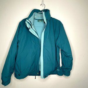 L.L. Bean Teal Rain Snow Winter jacket Double layered fleece Womens Medium